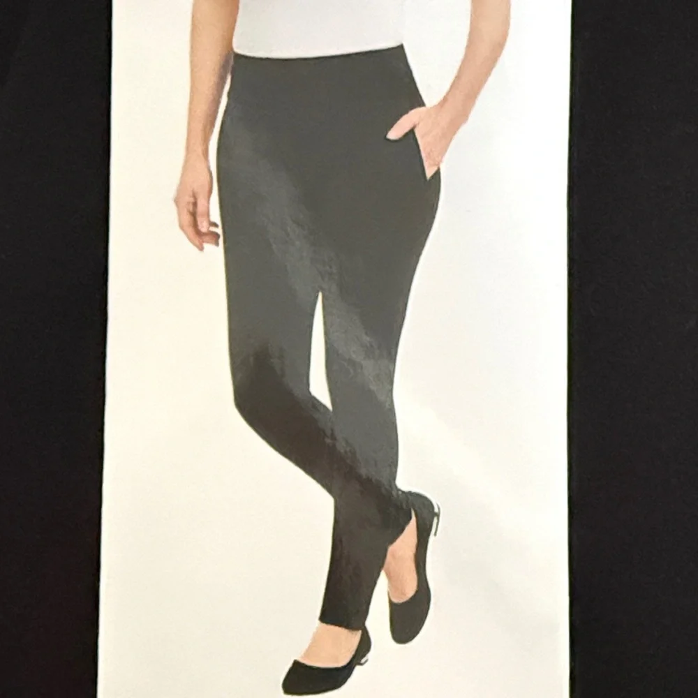 Dalia Women's Black Mid rise Pants with built in tummy control. NWT.